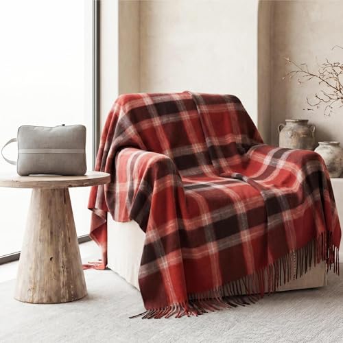 Soft Pure Wool Throw Blanket, Lightweight Warmth, Red, 55"x83" - color: Cherry Cocoa, size: Standard (1.5 lbs)