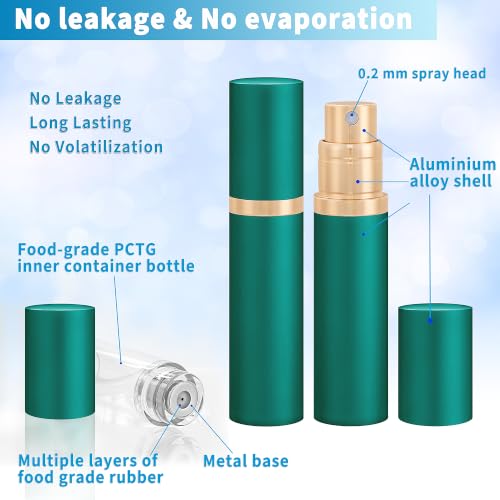 5ml Travel Refillable Perfume Atomizer Bottle Pocket Fragrance Spray, Green - color: Green