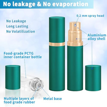5ml Travel Refillable Perfume Atomizer Bottle Pocket Fragrance Spray, Green - color: Green