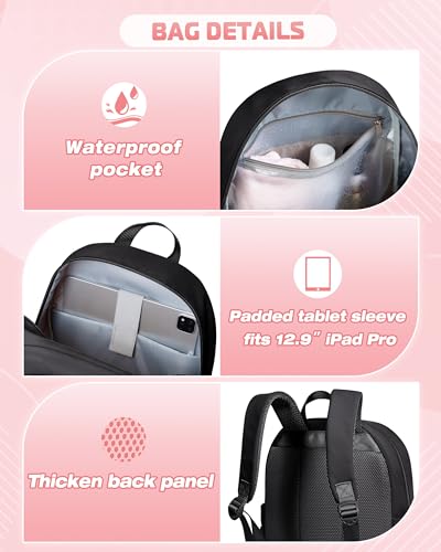 Smasrob Women Mini Backpack with Wet Pocket and RFID Blocking Pocket - color: Black