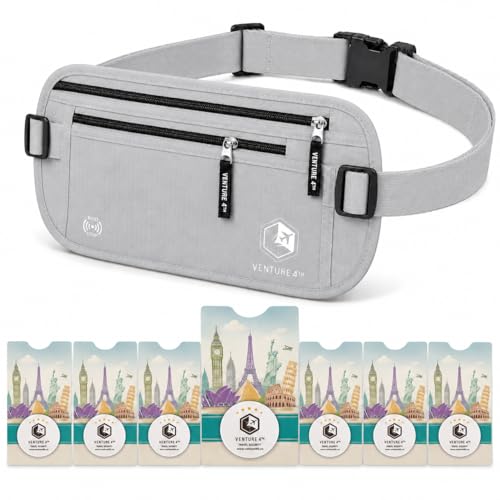 VENTURE 4TH Travel Money Belt with 7 RFID Sleeves - Silver - color: Silver