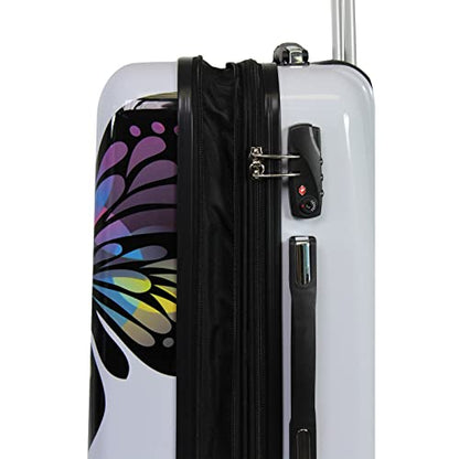 World Traveler Butterfly 2-Piece Carry-On Polycarbonate Hardside Expandable Spinner Luggage Set - size: 2-Piece Set