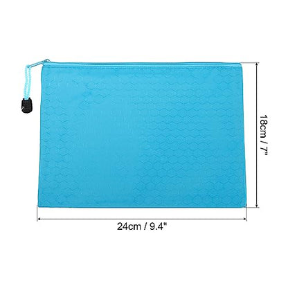 PATIKIL Waterproof Zipper File Bags, 3 Pack A5 Document Holders Pencil Pouch for Office, Light Blue - color: Light Blue, size: A5