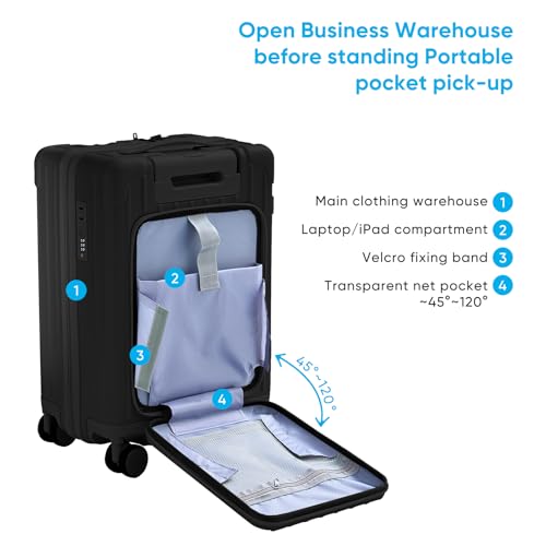 TABU 20" Front-Opening Luggage with Seat for Kids & Adults, Black - color: Black