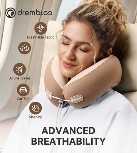 Neck Pillow Airplane, Premium Memory Foam Cooling Travel Pillows for Sleeping, Adjustable Flight Sleep Pillow with Comfortable Breathable Cover, Portable Plane Accessories