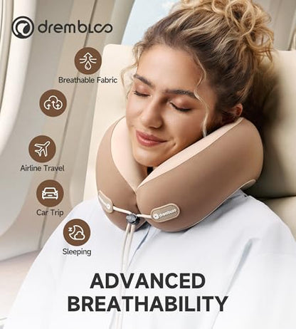 Neck Pillow Airplane, Premium Memory Foam Cooling Travel Pillows for Sleeping, Adjustable Flight Sleep Pillow with Comfortable Breathable Cover, Portable Plane Accessories