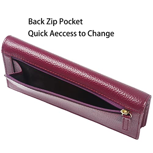 Lavemi Ultra Slim Thin Leather Women Wallet RFID Blocking Credit Card Holder Bifold Long Ladies Billfold - color: 2- Dark Magenta