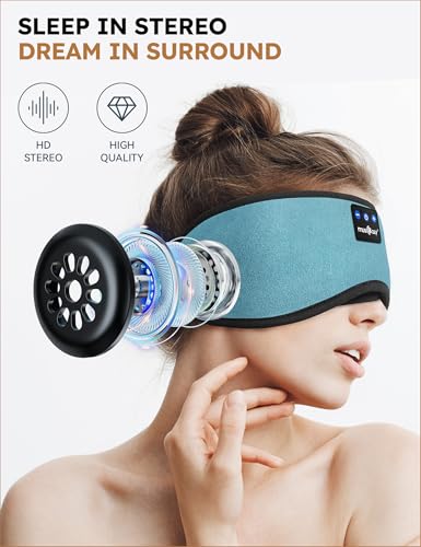MUSICOZY Sleep Headphones Bluetooth 5.4 Sleep Eye Mask with HD Speakers - color: Light Blue