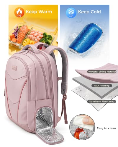 MATEIN HER 15.6-16 Inch Laptop Backpack for Women, Pink Lunch Backpack - color: Pink, size: 15.6-16 Inch