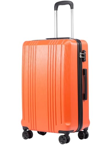 Coolife PC+ABS Hardshell Luggage, TSA Lock, Spinner Wheels, 28in Expandable - color: orange, size: 28 inch
