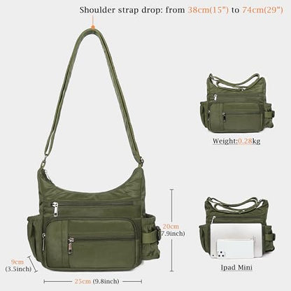 VOLGANIK ROCK RFID Anti Thief Crossbody Bag for Women Waterproof Shoulder Bag Messenger Bag Casual Nylon Purse Handbag - color: Army Green