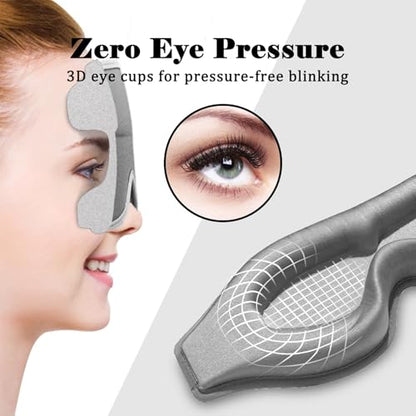 3D Sleep Mask, Breathable 3D Eye Mask for Sleeping, Light Blocking 3D Contoured Eye Cover with Adjustable Strap, 3D Memory Foam Night Blindfold for Men Women(Gray, with 2 Earplugs) - color: Argent