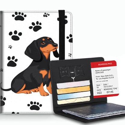 Bxgolkgd Passport Cover,RFID Blocking,Large Capacity Multi-Slot Travel Passport Wallet for Men & Women - Cute Dachshund - color: Cute Dachshund