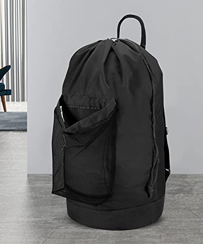 Dalykate Backpack Laundry Bag, 115L Large Hamper with Shoulder Straps, Drawstring Closure, Mesh Pocket, Black - color: Black