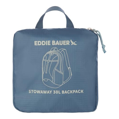 Eddie Bauer Stowaway Packable Backpack | Travel | Outdoor | Lightweight | Foldable | Durable | Ripstop Polyester | 30L - Blue Tile - color: Tile Blue, size: 30L
