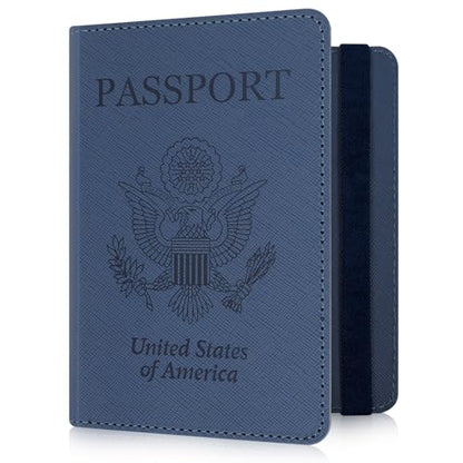 RSAquar Passport Holder for Women and Men, Blue - color: **Blue