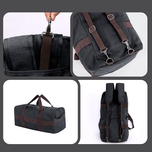 Large Canva Travel Duffle Bag Heavy Duty - color: Dark Grey