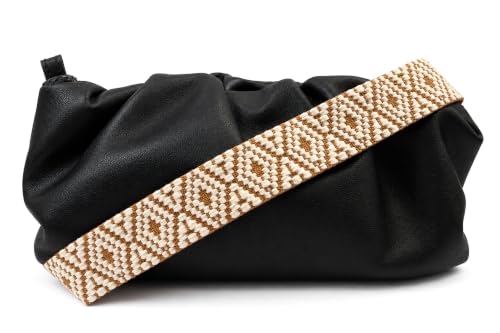 Purse Strap Replacement for Crossbody Bags & Handbags - color: Tan White Geometric Diamond, size: 2 Inch Wide
