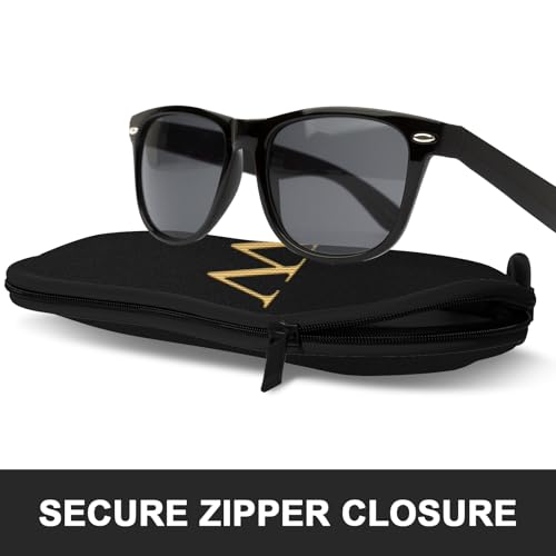 Initial Sunglasses Soft Case, Ultra Light Portable Neoprene Zipper Glasses Case for Men Women - color: Letter-w