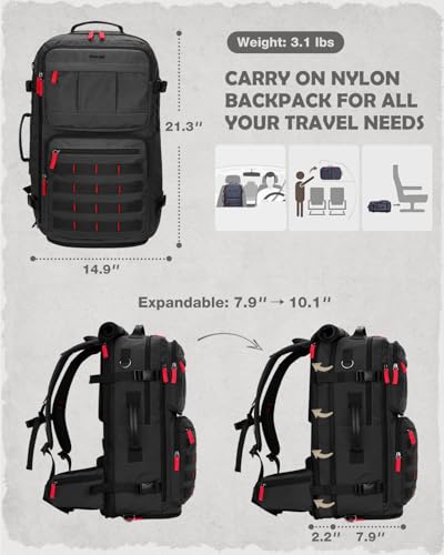 Gonex Travel Backpack, 40L Expandable Carry On, 3-in-1 Convertible - color: Black