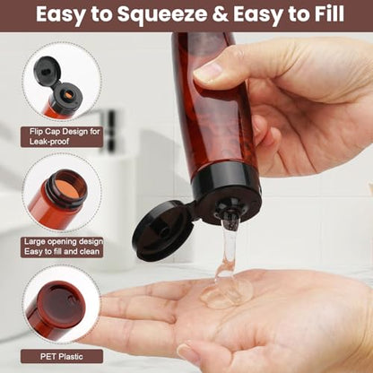 Cosywell 5 Pack Travel Bottles for Toiletries 3.4oz Shampoo Bottles - style: C-3.4oz-Amber