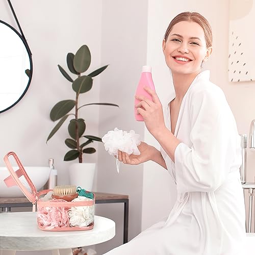 HAOGUAGUA 2 Pieces Clear Makeup Bags Cosmetic Toiletry Bags for Traveling, Waterproof Travel Transparent TSA APPROVED Carry On Airport Airline Compliant Bag (2 PIECES PINK) - color: 2 PIECES PINK