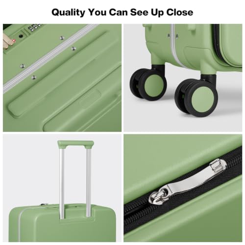 mixi 26 Inch Large Checked Luggage PC Hard Shell Suitcase Top Opening Aluminum Frame Travel Suitcases with Wheels, Avocado Green - color: Avocado Green, size: 26 inch