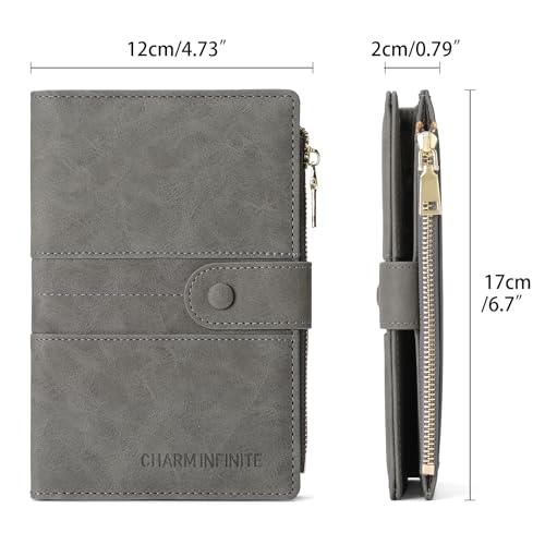 RFID Blocking Leather Passport Wallet Cover Case with Pen and Card Slots Travel Wallet for Women/Men Travel Must Haves Accessories - color: D-Light Grey