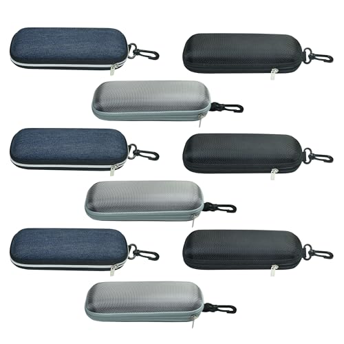 Unisex Semi-Hard Shell Eyeglasses Cases(3 Pack), Protective Case For Glasses - color: 3*blcak/Silver/Cowboy