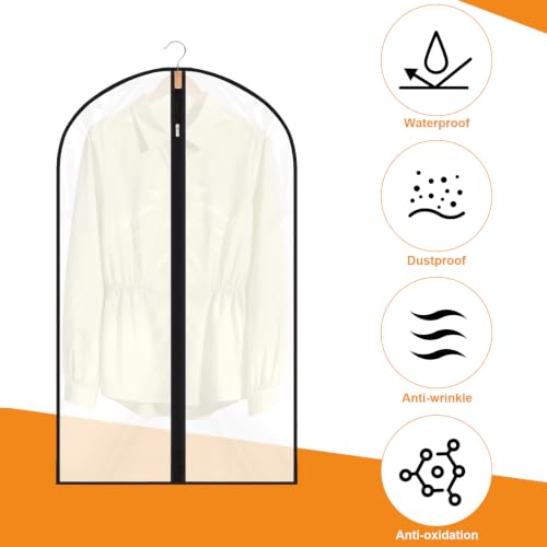 12 Pack Peva Garment Bags 24 x 40 In, Translucent Clothes Covers - color: Matte with Black Edge, size: 40in *12