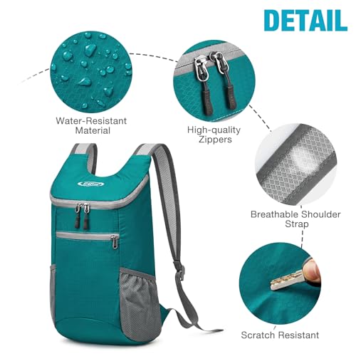 G4Free 10L Lightweight Packable Hiking Backpack, Nylon Daypack Daily Travel - color: Dark Green, size: Small
