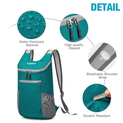 G4Free 10L Lightweight Packable Hiking Backpack, Nylon Daypack Daily Travel - color: Dark Green, size: Small