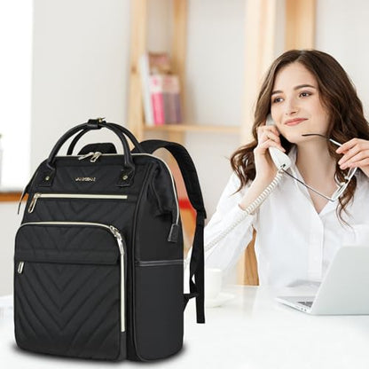 VANKEAN 15.6 Inch Laptop Backpack for Women Large Capacity - color: Quilted Black, size: 15.6 Inch