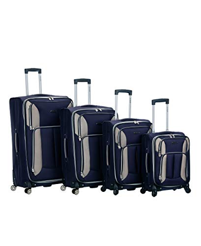 Rockland Impact Softside 4 Piece Spinner Wheel Luggage Set, (18"/22"/26"/30"), Navy - color: Navy