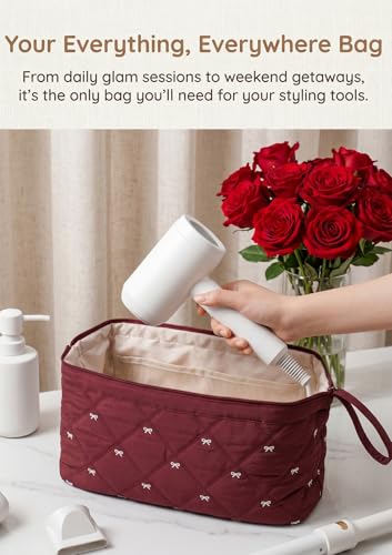 TeeYee Hair Tools 다이슨 에어랩 퀼트 세면도구 가방용 여행 가방 - color: 와인보우