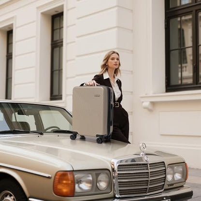 Eeeza Luggage Sets 3 Piece, Carry on Luggage 20in Suitcase Set, Champagne - color: Champagne, size: 3 Piece (20")