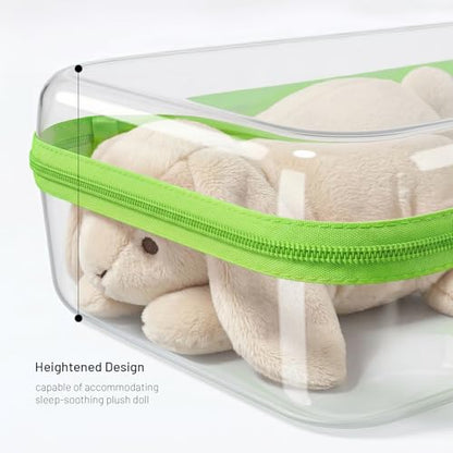 Clear Hard Shell Zipper Organizer Cases, 3 Pack with Handles - color: Green