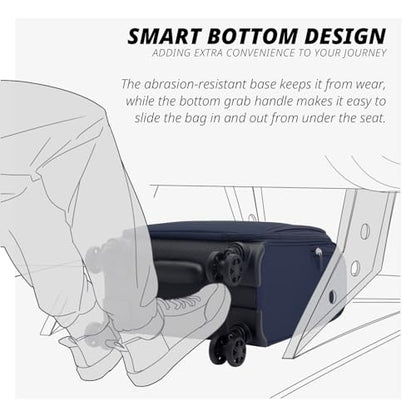 Verage Underseat Carry On Luggage with Wheels,14-Inch,Navy - color: Navy, size: 14-Inch Compact Underseat