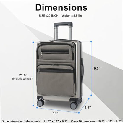 VANKEAN 20 Inch Expandable Hardshell Spinner TSA USB Port Carry-On Approved - color: CHAMPAGNE