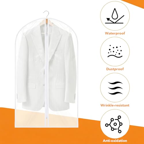 Dntorx 12 Pack Garment Bags, 24 x 40 In Peva Covers, White Edge - color: Matte with White Edge, size: 40in *12