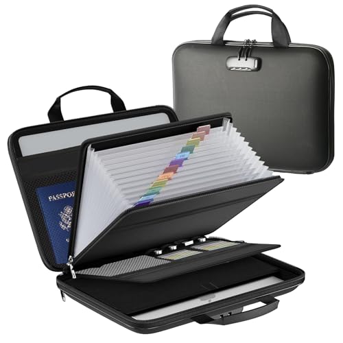 Fireproof Document File Organizer Bag, Black 5200°F Portable File Organizer Handbag With Lock,Hard Case Fireproof Waterproof Important Document Bag,Fire Safe Home Valuables Storage - style: Modern