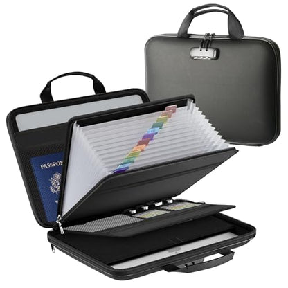 Fireproof Document File Organizer Bag, Black 5200°F Portable File Organizer Handbag With Lock,Hard Case Fireproof Waterproof Important Document Bag,Fire Safe Home Valuables Storage - style: Modern
