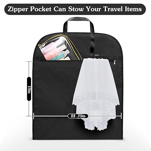Limoomil 60" Heavy‑Duty Garment Bag, Wedding & Gown Cover, Darkgrey - color: Darkgrey, size: 60" x 24" x 5"