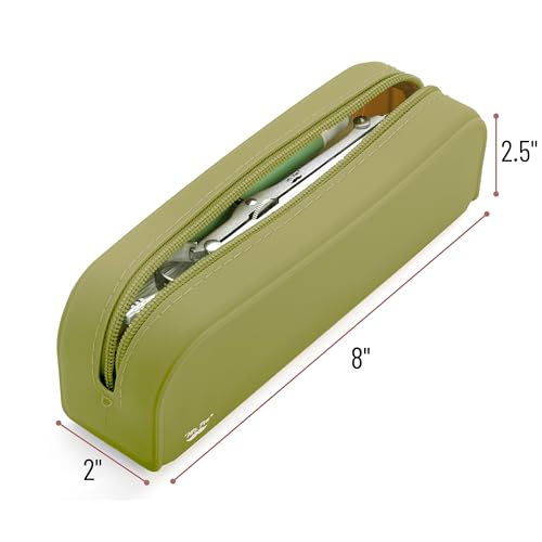 Mr. Pen- Silicone Pencil Case, Aesthetic Pencil Bag for Women, Makeup Pouch - color: Olive Green