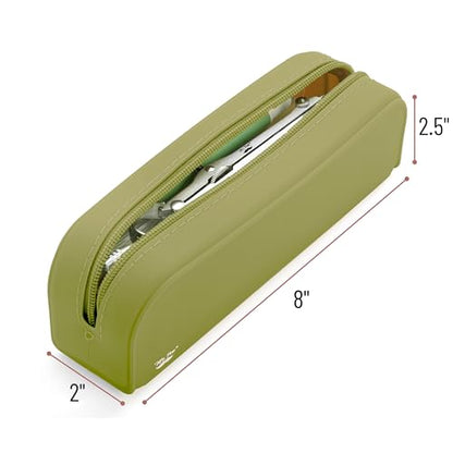 Mr. Pen- Silicone Pencil Case, Aesthetic Pencil Bag for Women, Makeup Pouch - color: Olive Green