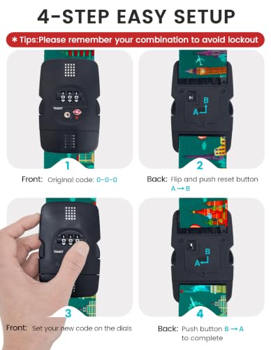 Travelkin Luggage Straps TSA Approved, Suitcase Straps with TSA Lock - color: Green