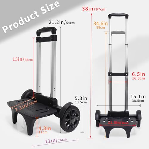 Backpack Trolley, Rolling Cart with Large Solid Tank Wheels, Luggage Cart - size: Large Tank Wheels without Edge-Guard Base