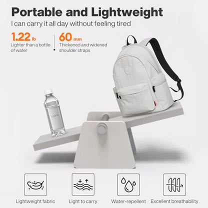 mixi 15 Inch Casual Travel Daypack, Lightweight Laptop Backpack, Light Gray - color: Light Gray, size: 15 inch