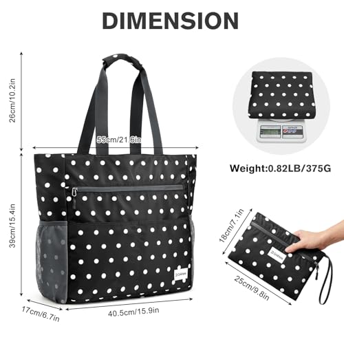 G4Free Beach Bag, Waterproof Sandproof Large Capacity Foldable for Women - color: Black White, size: 35L