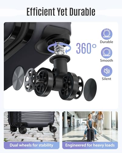 LIGHT FLIGHT Expandable 20" Carry On Luggage 22x14x9, TSA Lock, Black - color: Black